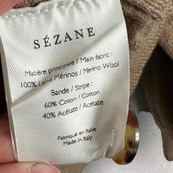 Sezane Merino Wool Sweater Button Shoulder Camel Brown Size Medium Turtleneck M - Picture 7 of 15